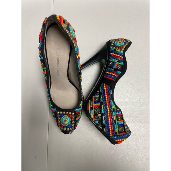 LISA FOR DONALD J. PLINER Alexis Beaded Platform Pump Size 7 Multicolor Slip-On - Picture 3 of 12